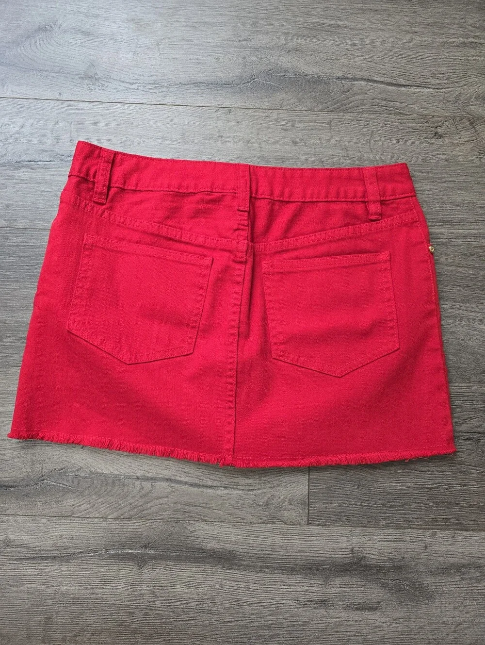 Tory Burch red denim mini skirt Gold Tone Hardware Size 27